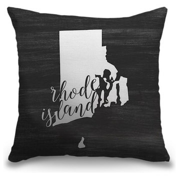 "Home State Typography - Rhode Island" Outdoor Pillow 16"x16"