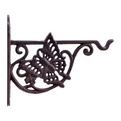 Import Wholesales - Decorative Cast Iron Plant Hanger Flower Basket Hook, Butterfly, 7.75" Deep - Planter Hardware And Accessories