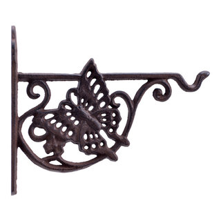 Decorative Ornate Victorian Cast Iron Plant Hanger Hook Rust Brown 8.375  Long