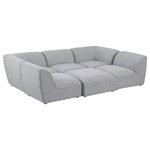 Meridian Furniture - Miramar Linen Textured Fabric  6-Piece Modular U-Shaped Sectional, Grey - Unwind and let your cares float away while you're curled up in the welcoming confines of this Miramar Modular Sectional. This sophisticated modular sectional is made from premium materials with a solid frame that ensures durability and long-lasting service life. The soft grey linen textured upholstery on this modular sectional makes it feel super indulgent against the skin. Pair this sectional with other items in the Miramar collection for a complete lookthe latches underneath make pairing a snap.