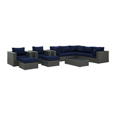 12 X 10 Room Sectional Sofas Houzz Modway Sojourn 10 Piece Outdoor Patio Sunbrella Sectional Set Canvas Navy Sofas