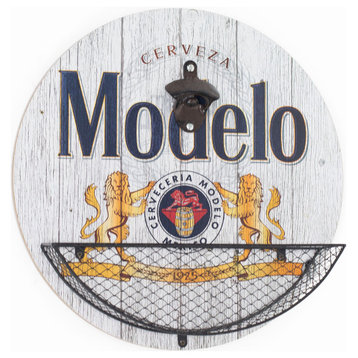 Modelo Beer Bottle Opener & Cap Catcher Wall Decor, 14"x14"
