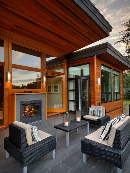 patio contemporary siding outdoor exterior fireplace indoor kayu fire west coast houzz homes tile backyard wood anya lane modern outside