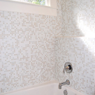 Brio Glass Mosaic Tile in White Linen Blend by Modwalls