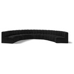 Meridian Furniture - Arc Boucle Fabric Upholstered 8-Pc. Inward Curved Modular Sectional, Black - Give your living room or den the perfect blend of style and versatility with this Arc boucle fabric curved modular Sectional. Part of the Arc modular furniture collection, this Sectional comes upholstered in rich black boucle fabric and features deep channel tufting that adds a touch of luxury while enhancing comfort and support. A seamless combination of form and function, this chair can be used with other Arc pieces to create a myriad of configurations in your well-curated room.