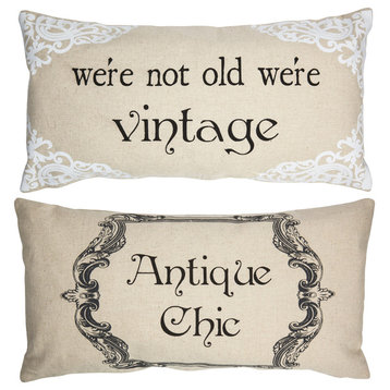 Antique Chic Vintage Charm Double Sided Rustic Linen Pillow