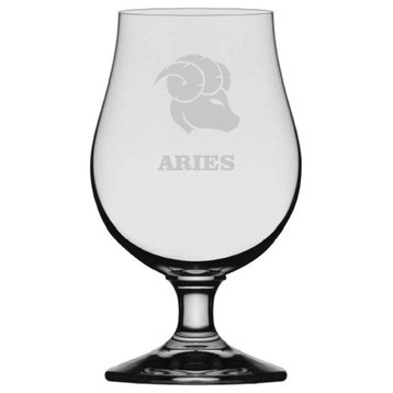 Zodiac Sign Etched Glencairn Crystal Iona Beer Glass, Aries