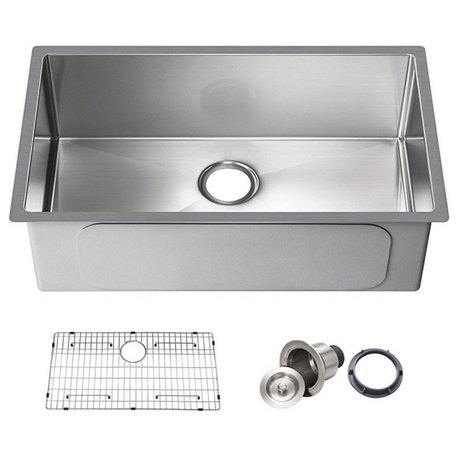 KIBI Handcrafted Undermount Single Bowl 16 gauge Stainless Steel Kitchen Sink, 3