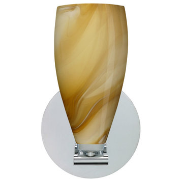 Karli 1 Light Wall Sconce, Polished Nickel, Incandescent, Honey Glass