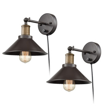 Industrial Oil Rubbed Bronze Finish Wall Sconce, 2-Pack