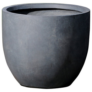 Gray MgO Round 17.2in. H Outdoor Planter