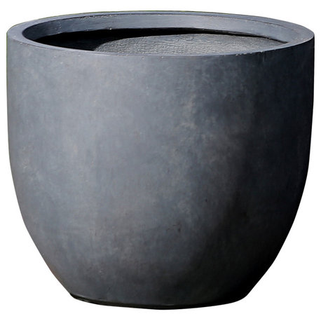 Gray MgO Round 17.2in. H Outdoor Planter