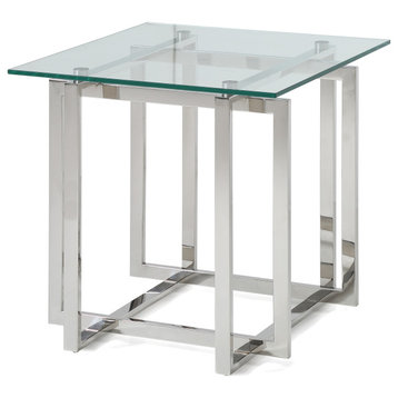 Modrest Valiant Modern Glass and Stainless Steel End Table