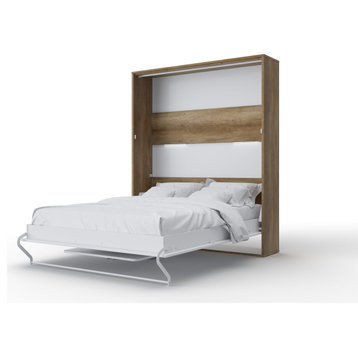INVENTO Vertical Wall Bed With Desk, 55.1 x 78.7 inch, Oak Country/White