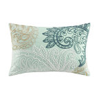 INK+IVY Dec Pillow With Embroidery, Aqua