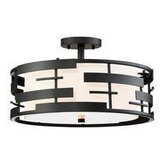 Nuvo Lighting 60/6436 Lansing 3 Light 16"W Semi-Flush Drum - Textured Black