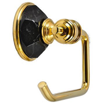 Toilet Paper Holder With Nero Marquina Marble Accents, Oil Rubbed Bronze