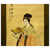 Chinese Color Ink Tong Style Lady Portrait Scroll Painting Wall Art Hws3037