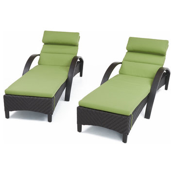 Barcelo 2 Piece Aluminum Outdoor Patio Chaise Lounges, Ginkgo Green