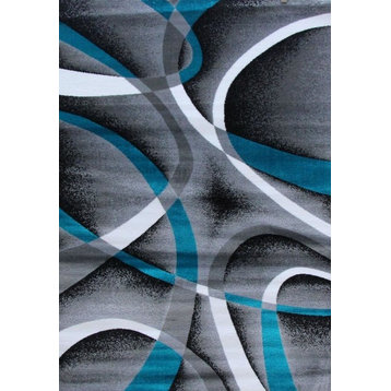 Luxe Weavers Abstract Modern Area Rug, Turquoise, 2'2"x7'6"