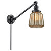 Chatham 1-Light Swing Arm Light, Matte Black, Glass: Mercury Plated