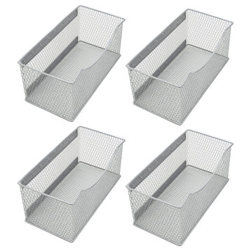 YBM Home Wire Mesh Magnetic Basket, Silver 11"x5.5"x5" 4 Pack