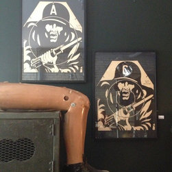 Vintage 1957 framed shooting targets. - Artwork