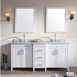 73 inch Contemporary Double Sink Bathroom Vanity Set in White Finish - Bathroom Vanities And Sink Consoles