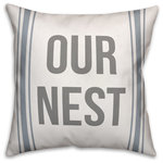 DDCG - Our Nest Blue Flour Sack Stripes 18x18 Throw Pillow - With a touch of rustic, a dash of industrial, and a pinch of modern elegance, this throw pillow helps you create a warm and welcoming space in your home. The durable fabric of this item ensures it lasts a long time in your home. The result is a quality crafted product that makes for a stylish addition to your home.