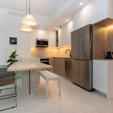 Modern Minimalism: Stylish Kitchen with Warm Accents in Miami