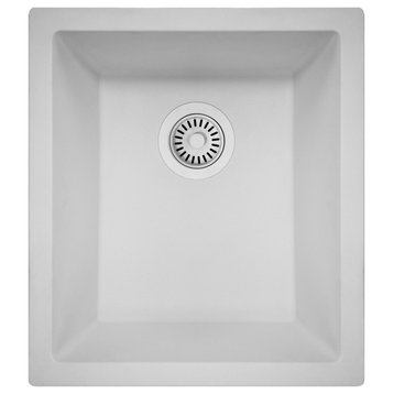 Nantucket Sinks PR1815-W Dual-mount Granite Composite Bar-Prep Sink in White