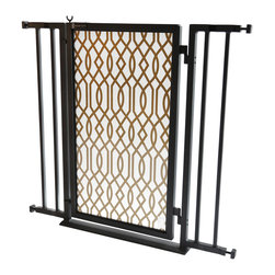 Fusion Gates - Fusion Gate with Gold Lattice Design, Black, 32"-36" - Baby Gates And Child Safety