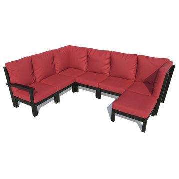 Bespoke 7-Piece Sectional Sofa Set With Ottoman, Firecracker Red/Black