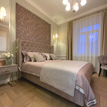Фото серой спальни в классическом стиле