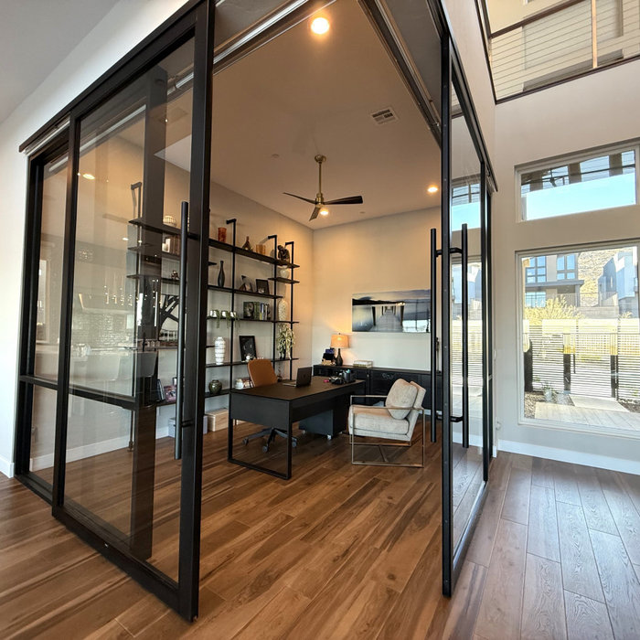 Example of a trendy home office design in Las Vegas
