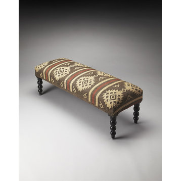 Navajo Inspired Jute Upholstered Bench, Taos