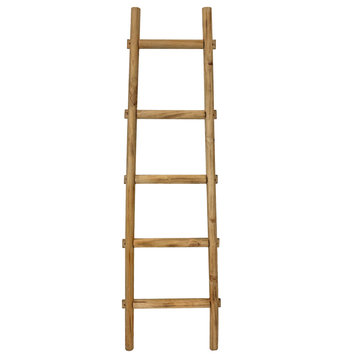 HomeRoots 5 Step Brown Decorative Ladder Shelve
