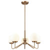 5 Light Chandelier, Satin Gold With Opal Etched Glass