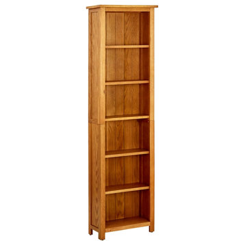 vidaXL Solid Oak Wood 6-Tier Bookcase Display Cabinet Standing Shelf Furniture