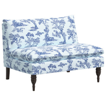 Red from Scalamandre by Cloth & Company Concord Settee, Toile Blue