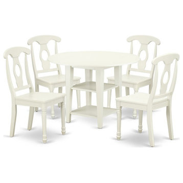 East West Furniture Sudbury 5-piece Wood Dinette Table and Chairs in White