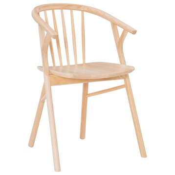 Linon Benson Beechwood Dining Chair with Windsor Back & Saddle Seat in Natural