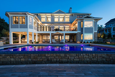 Coastal exterior home idea in Grand Rapids