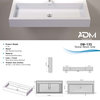 ADM Double Rectangular Wall Mounted Sink, White, 39", Glossy White