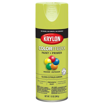 Krylon K05512007 COLORmaxx Paint + Primer Spray, Gloss Citrus Green, 12 Oz