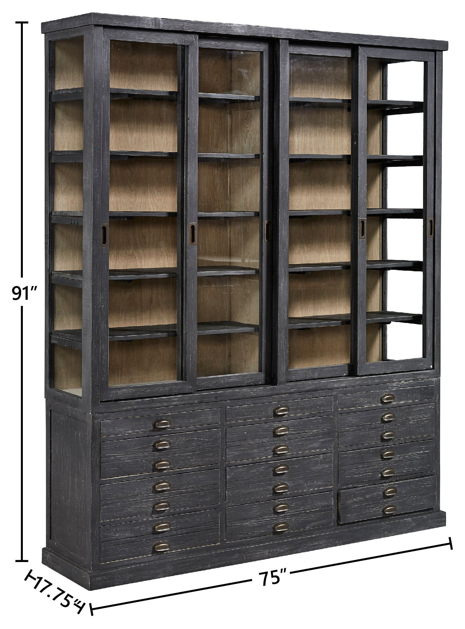 Upper Westside Large 12-Shelf Display Case With 12-Drawer Storage ...
