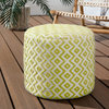 Vibe Living Osbourne Indoor/Outdoor Chevron Cylinder Pouf, Chartreuse/Ivory, 16"x16"x16"