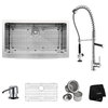 Farmhouse Stainless Steel Kitchen Sink, Faucet and Soap Dispenser, Chrome, 36"