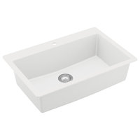 Karran QT-812 Top Mount 33" Large Single Bowl Quartz Sink Kit, Black