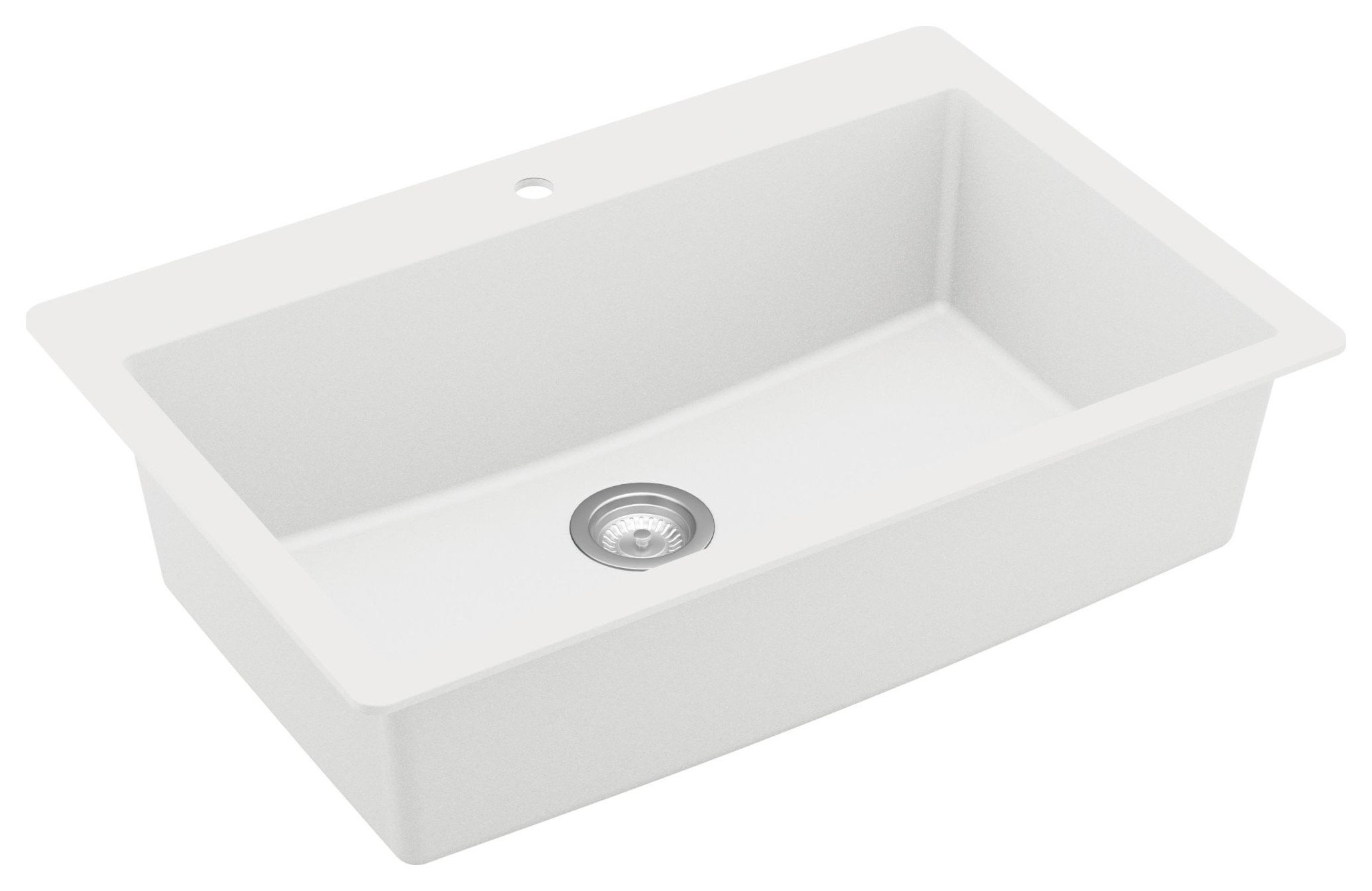 Karran QT-812 Top Mount 33" Large Single Bowl Quartz Sink Kit, Black